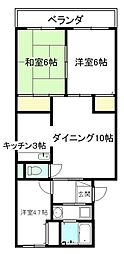 メゾン菖蒲 3DKの間取図画像