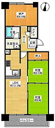 ユニライフ浜松2 2LDKの間取図画像