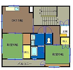 下山ビル 2DKの間取図画像
