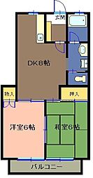 西沖ハイツ2 2DKの間取図画像