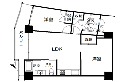 熱海ターガスマンション 2LDKの間取図画像