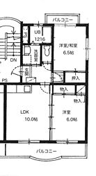 アルファきぶね 3階2LDKの間取り