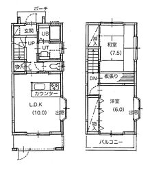 しいの木ビラ 1階2LDKの間取り