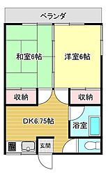 井戸沼アパート 2DKの間取図画像