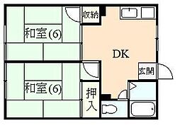 いづみハイツ 2階2DKの間取り
