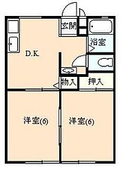 ビーラインクボタ 2DKの間取図画像