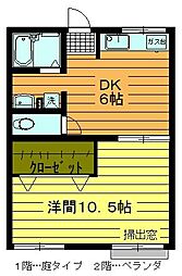 コンシェール登呂 1DKの間取図画像