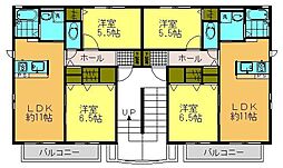 ヴィオレットガーデンA 2LDKの間取図画像