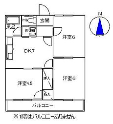 コーポ山本 3DKの間取図画像