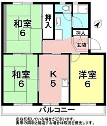 安池ハイツ 3Kの間取図画像