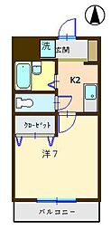 高島屋マンション2 1Kの間取図画像