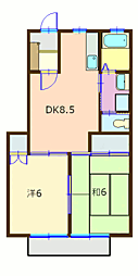 西沖ハイツ2 2DKの間取図画像