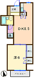 西沖ハイツ 1LDKの間取図画像
