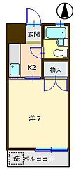 コーポ伊藤 1Kの間取図画像