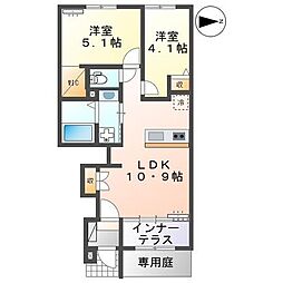 東椎路アパート 2LDKの間取図画像