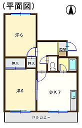 燦々ビル 2DKの間取図画像