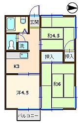 グリーンコーポ下山 3Kの間取図画像