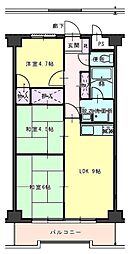 ベルシャイン竹原B棟 3LDKの間取図画像