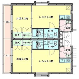 ベルシャイン竹原C棟 1LDKの間取図画像