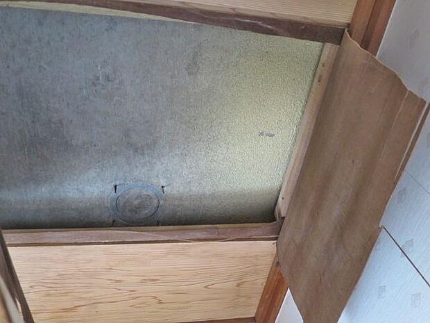 和室天井の雨漏り跡の調査の為剥がし