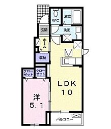 ガニメデ 1LDKの間取図画像