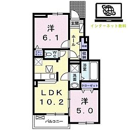 カレントM 2LDKの間取図画像