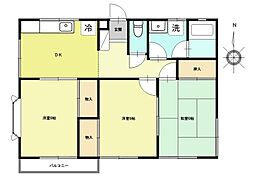 クレール・エムB 2DKの間取図画像