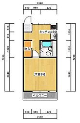 アパート 1Kの間取図画像