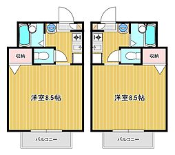 プレアディスB 1Kの間取図画像