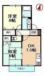 ボヌール2 2DKの間取図画像
