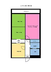 レジデンス鏡 3LDKの間取図画像