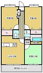 シェーンベルク安東 3LDKの間取図画像