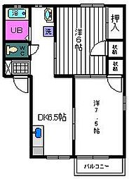 ハイツトーラスA 2DKの間取図画像