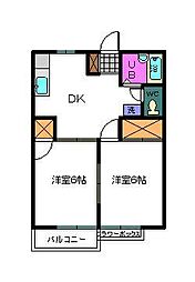 イムーブル長通B 2DKの間取図画像