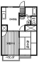 クレセールSOKI 2DKの間取図画像