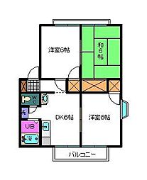 ビューシティー阿羅古A 3DKの間取図画像