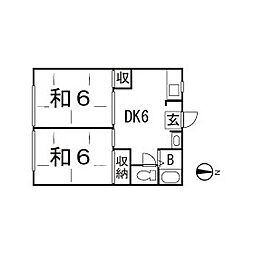 ブリーズアオイ 2DKの間取図画像