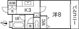 ルミエール 1Kの間取図画像
