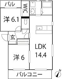 ブエナカーサ初生 2LDKの間取図画像