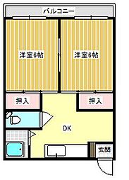 柴田ハイツ 2DKの間取図画像