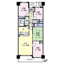 シャルマンコーポ函南 4LDKの間取図画像