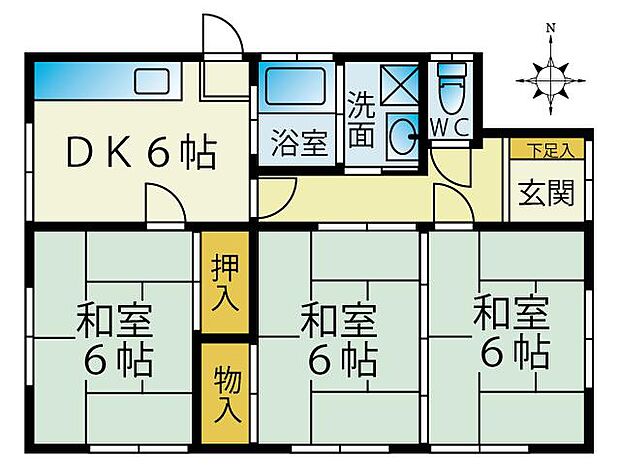 ＪＲ東海道本線 西焼津駅までバス約7分 六間川バス停 徒歩11分(3DK)の間取り