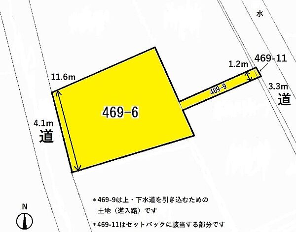 区画図　黄色部分が売買対象地です