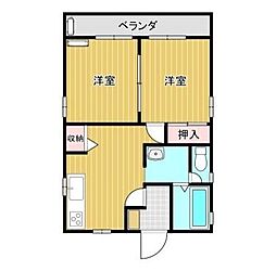 アパート 2DKの間取図画像
