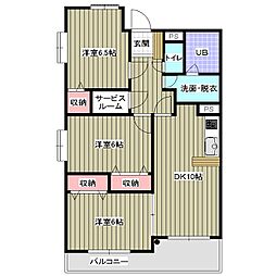 レアールマンションセレッソA 3SLDKの間取図画像