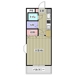 ロイヤルキャビン 1Kの間取図画像