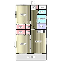 ロイヤルハイツセブン 2LDKの間取図画像