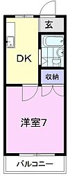 コーポ東新2 1DKの間取図画像