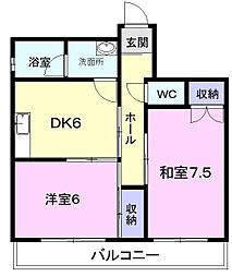 コーポ東新 2DKの間取図画像