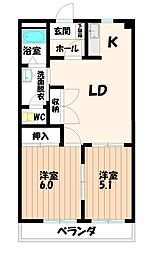 フジロイヤルマンション 2LDKの間取図画像